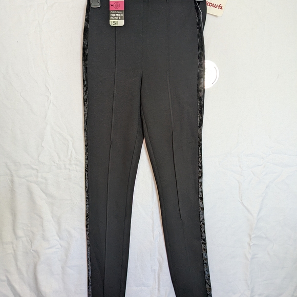 Boom Boom Jeans Black Pull On Pants with Velvet Side Stripes - Picture 1 of 11